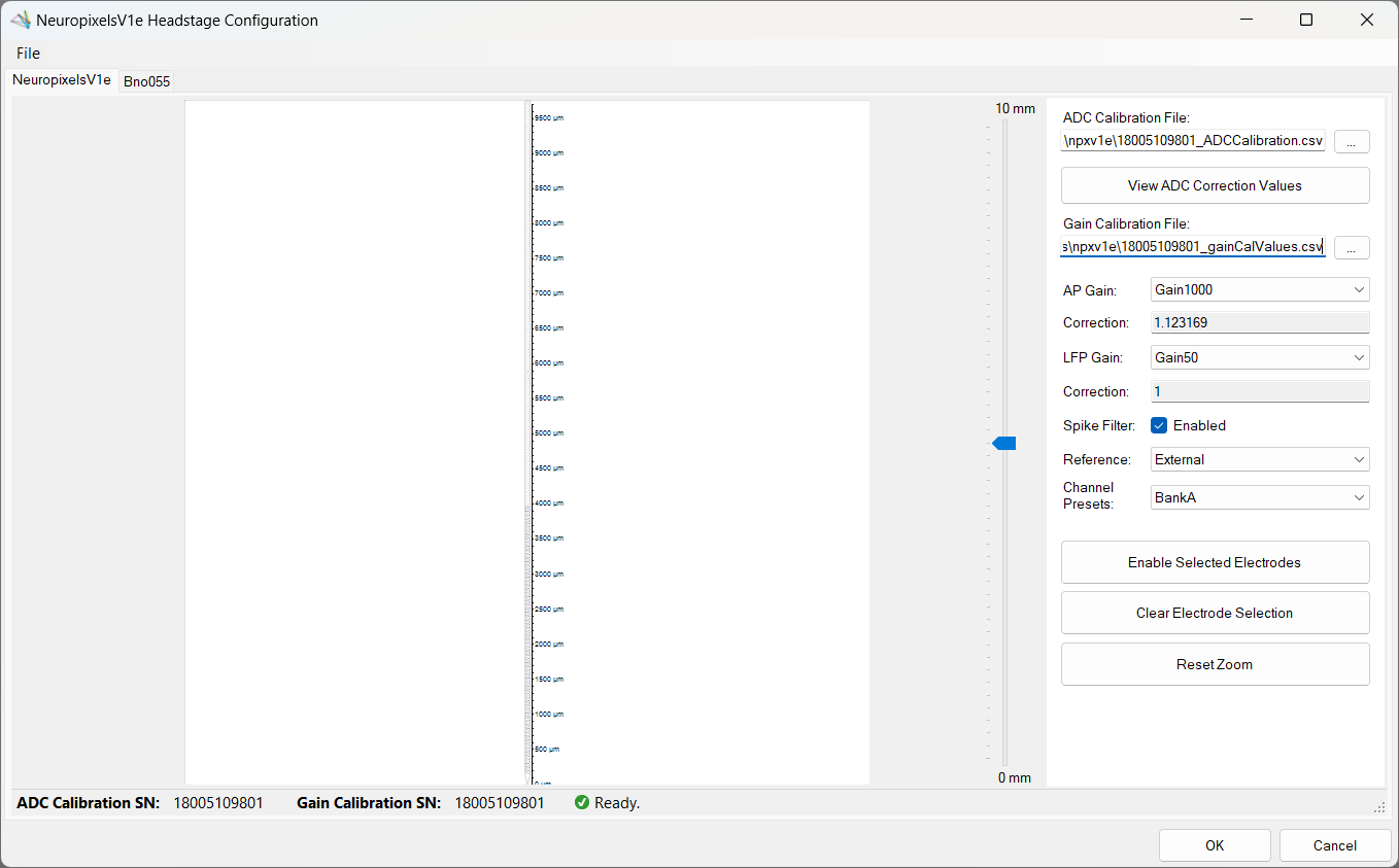 Probe Configuration GUI with Probe shown