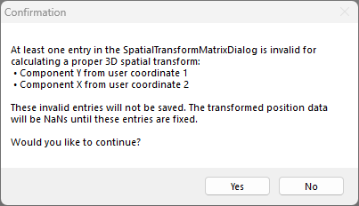 Screenshot of TS4231V1 Calibration GUI confirmation dialog