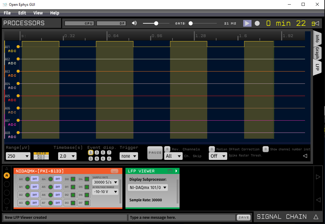 NI-DAQmx plugin PXI 6133 synced signal with no interference on unused channels