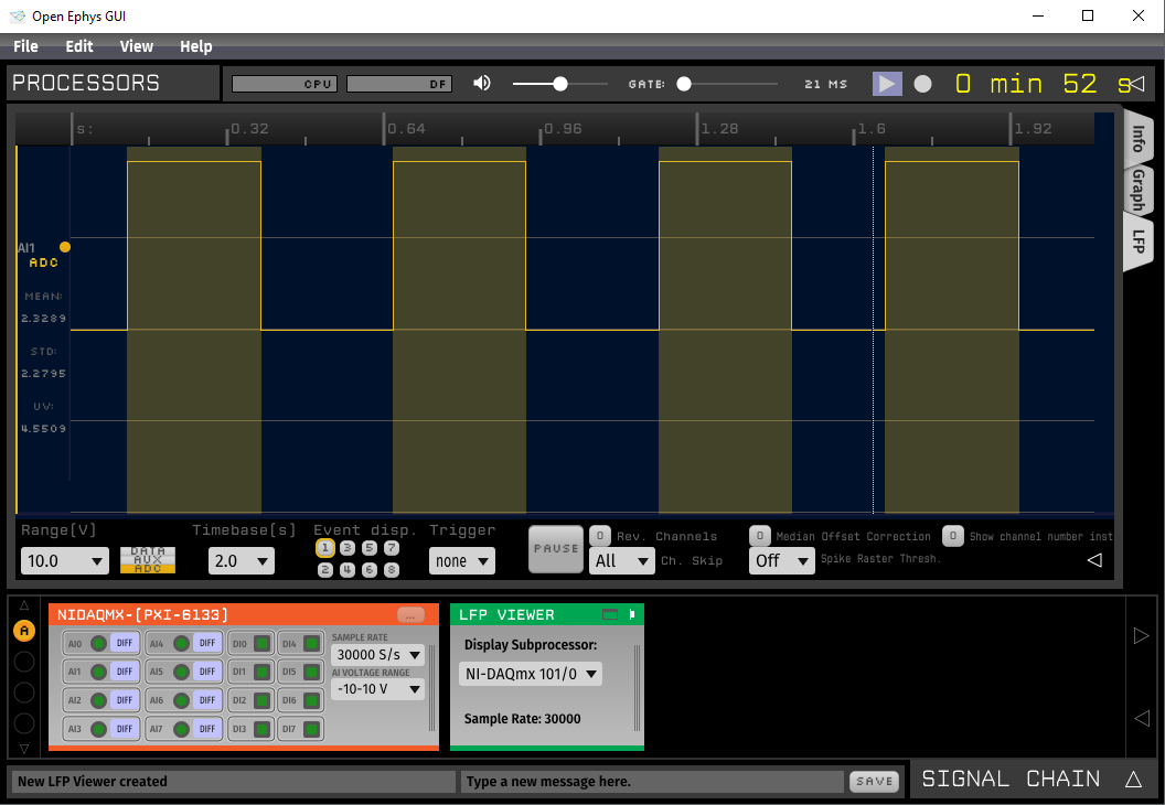 NI-DAQmx plugin PXO-6133 synced input signal magnified