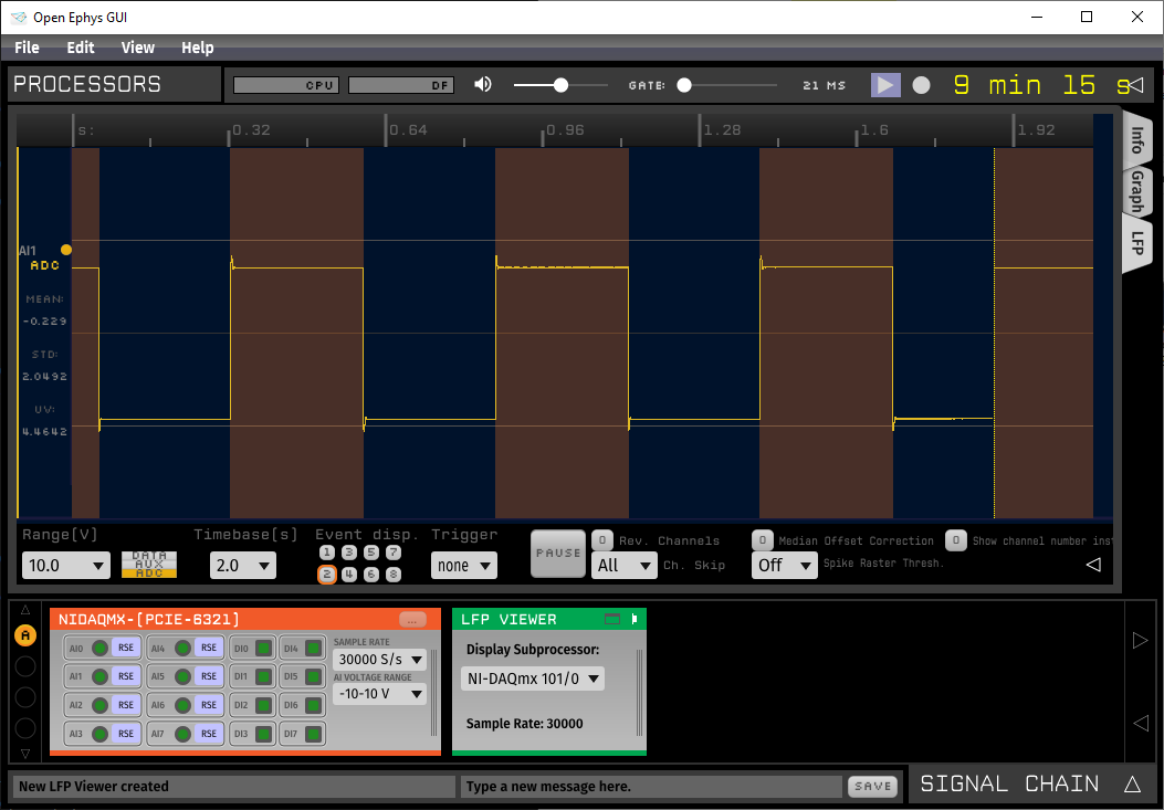 NI-DAQmx plugin PCIE-6321 seep signal ringing