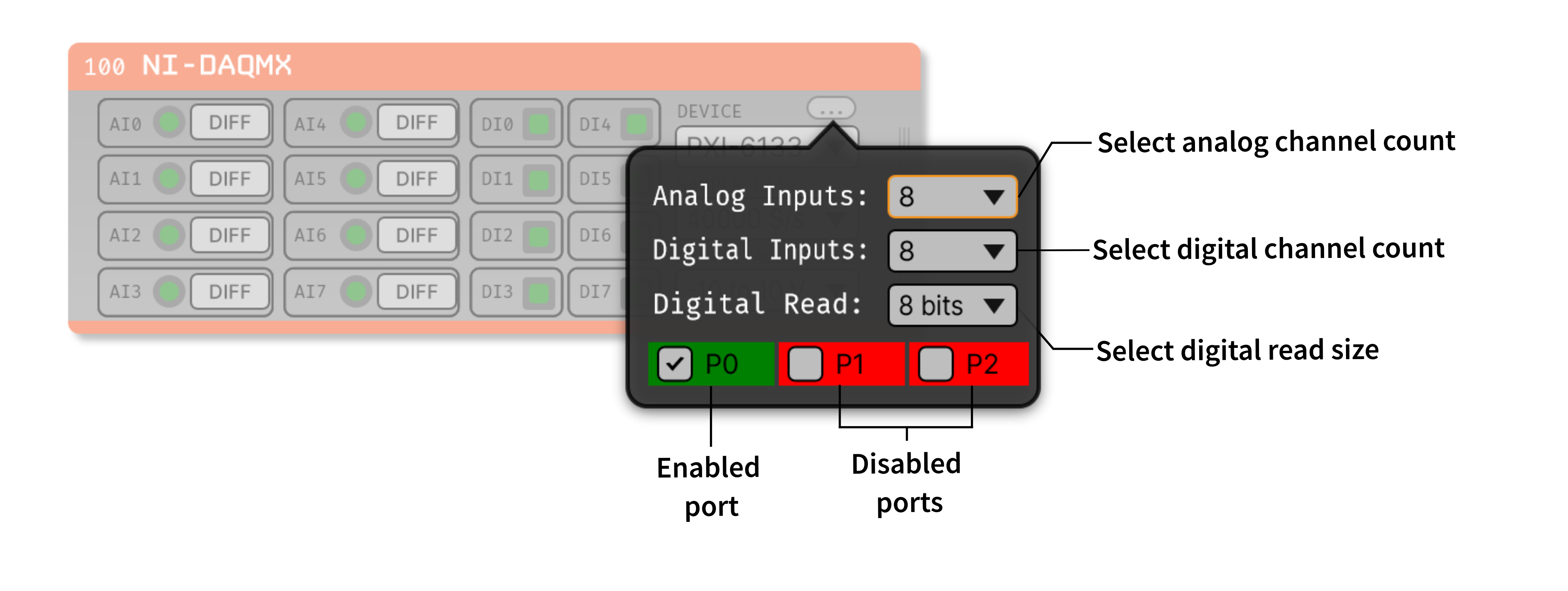 NI-DAQmx plugin device configuration popover