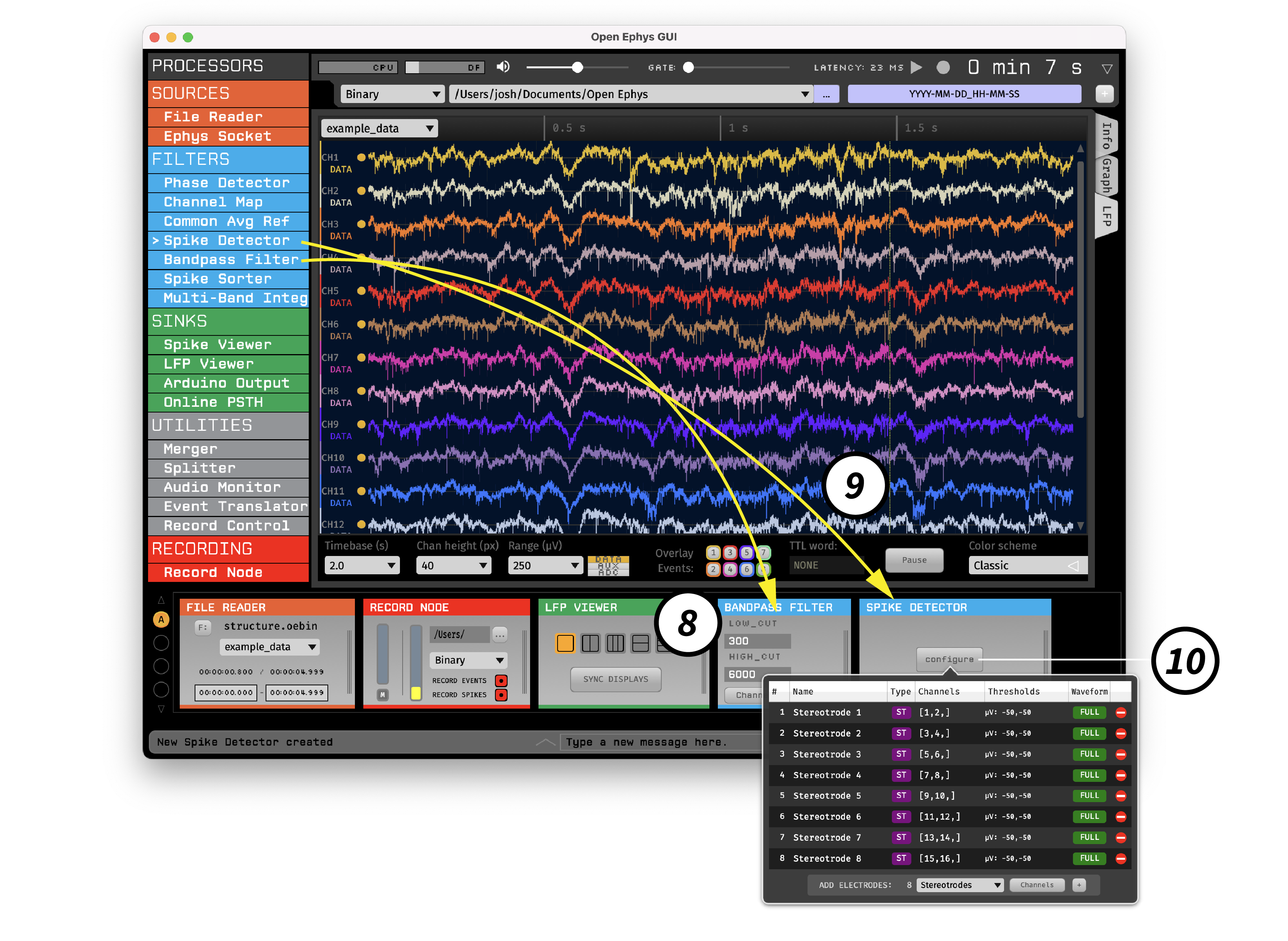 Building a signal chain — Open Ephys GUI Docs