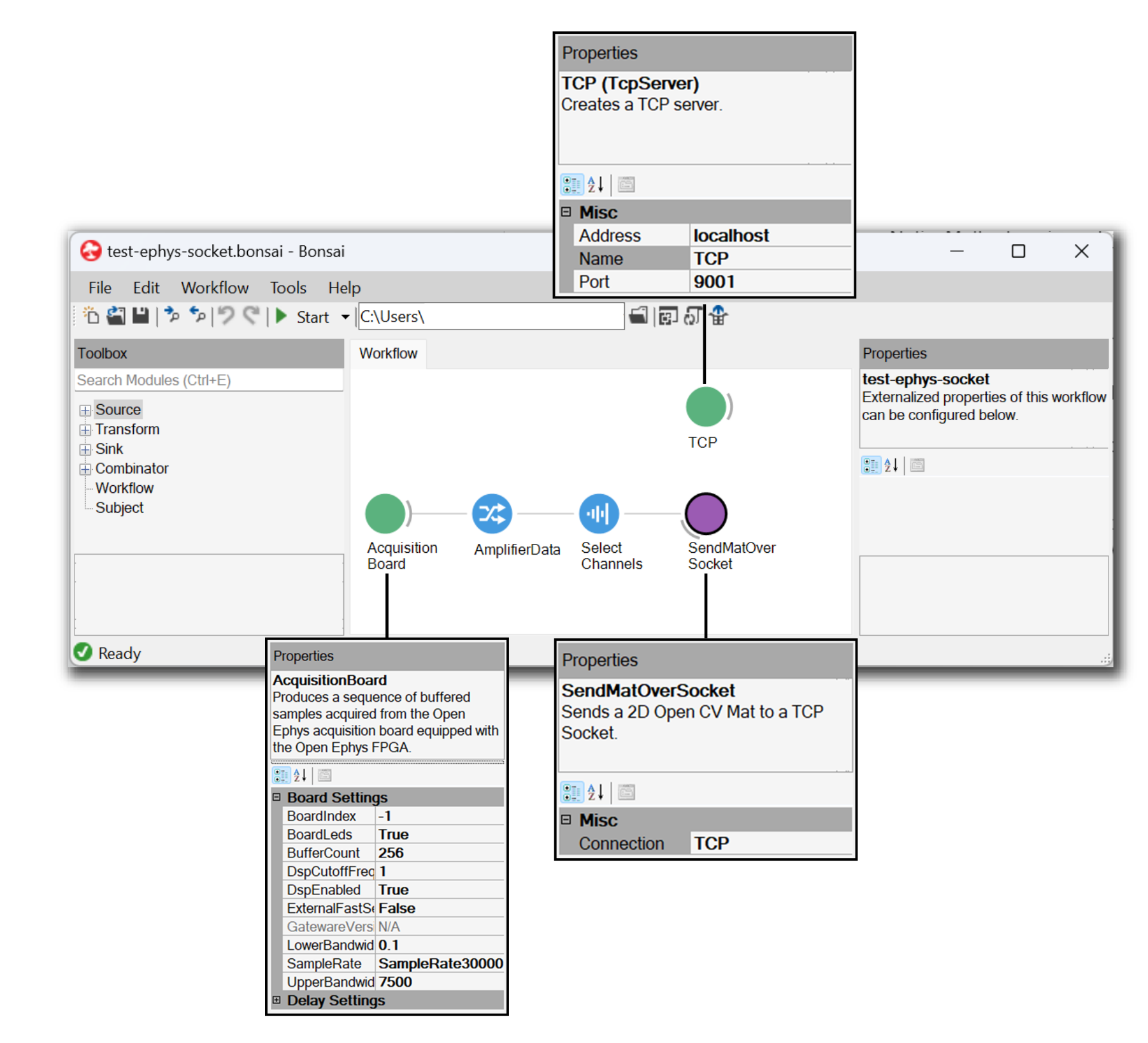 A compatible Bonsai workflow using hardware