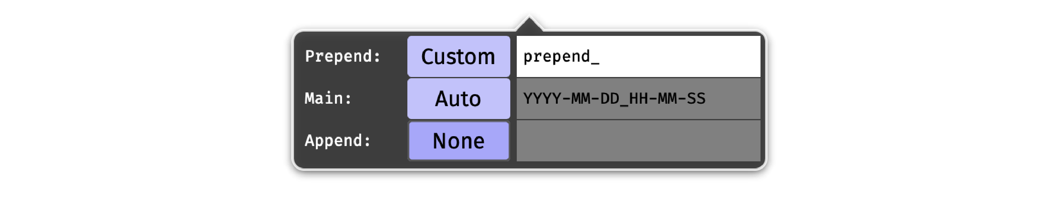 The global recording options interface