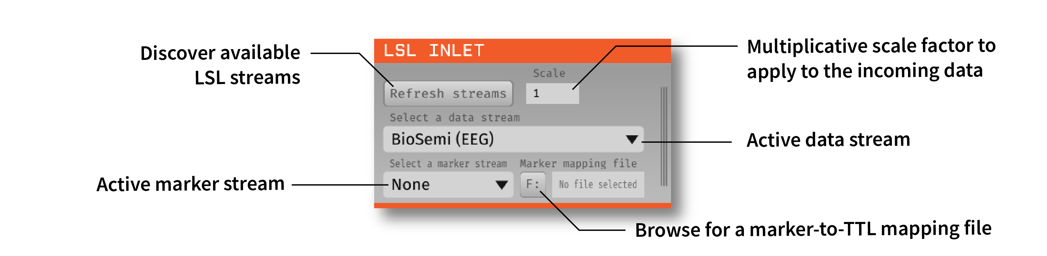Annotated LSL Inlet editor