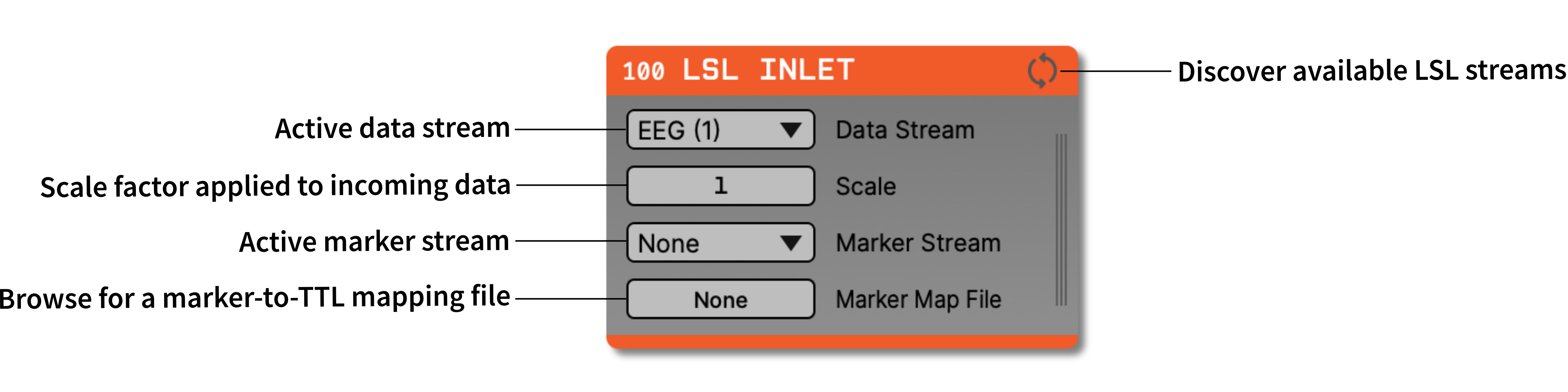 Annotated LSL Inlet editor