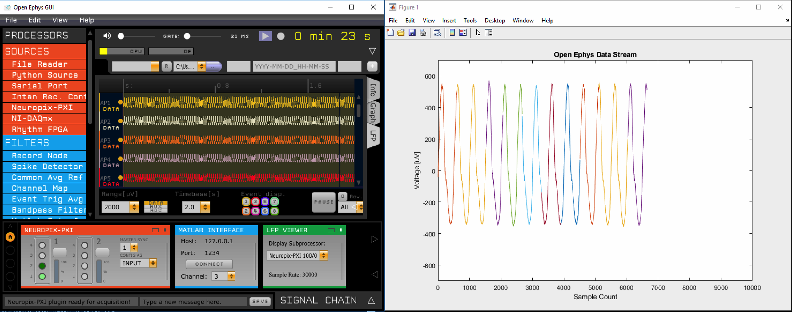 Data streaming into Matlab