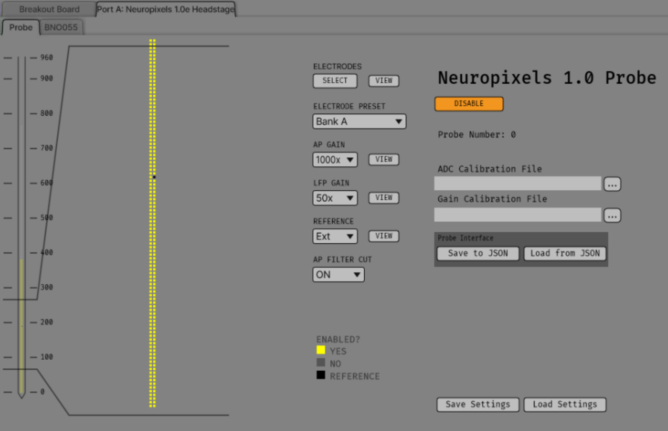 Neuropixels 1.0e Headstage Configuration