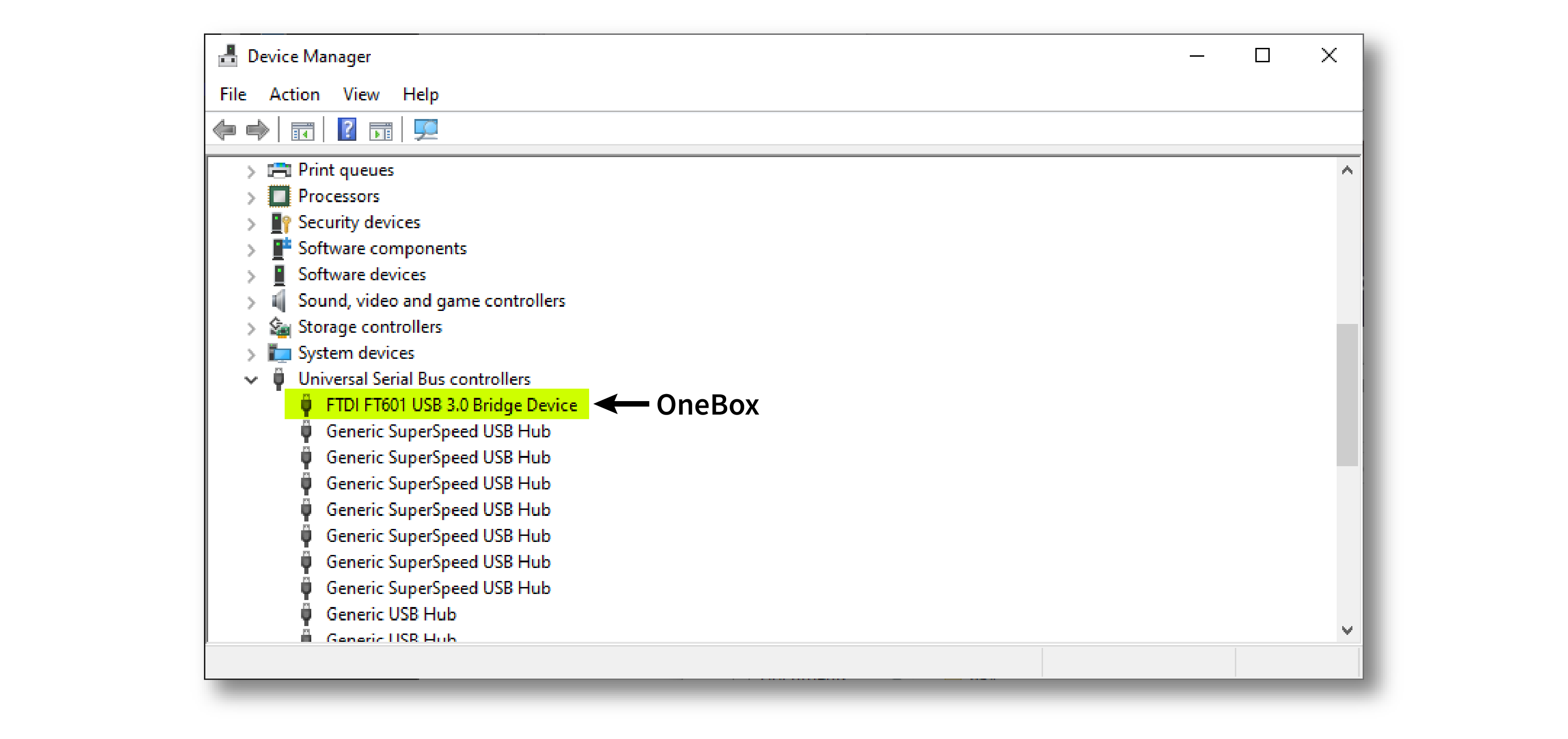 OneBox in the Device Manager