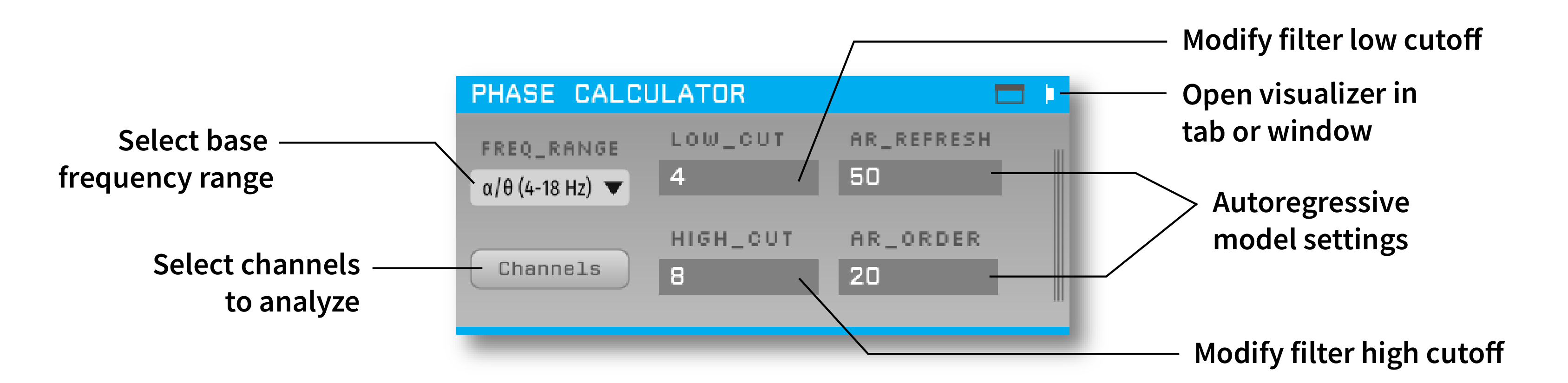 Phase Calculator plugin settings interface