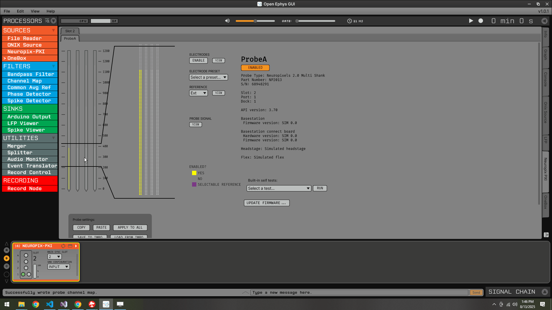 GIF showing how to export JSON file from Neuropixels PXI plugin and import to ONIX Source plugin