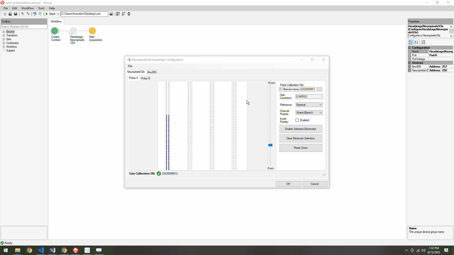 GIF showing how to export JSON file from Bonsai and import to ONIX Source plugin