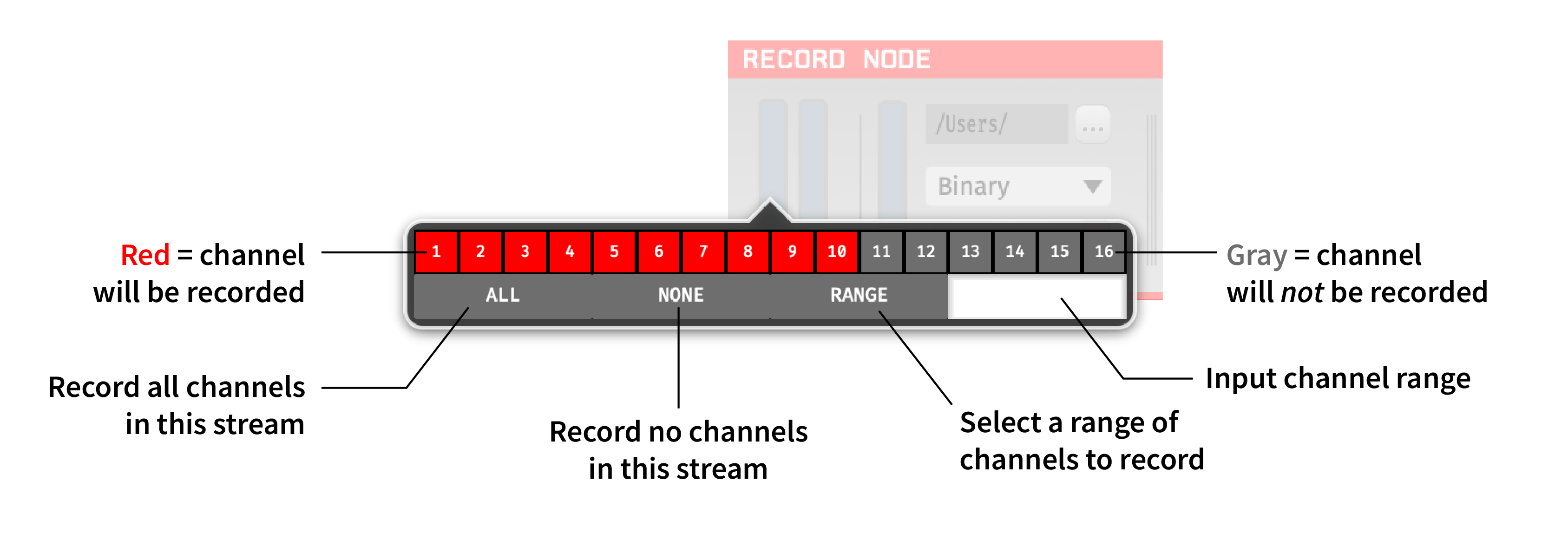 Record Node channel selection interface