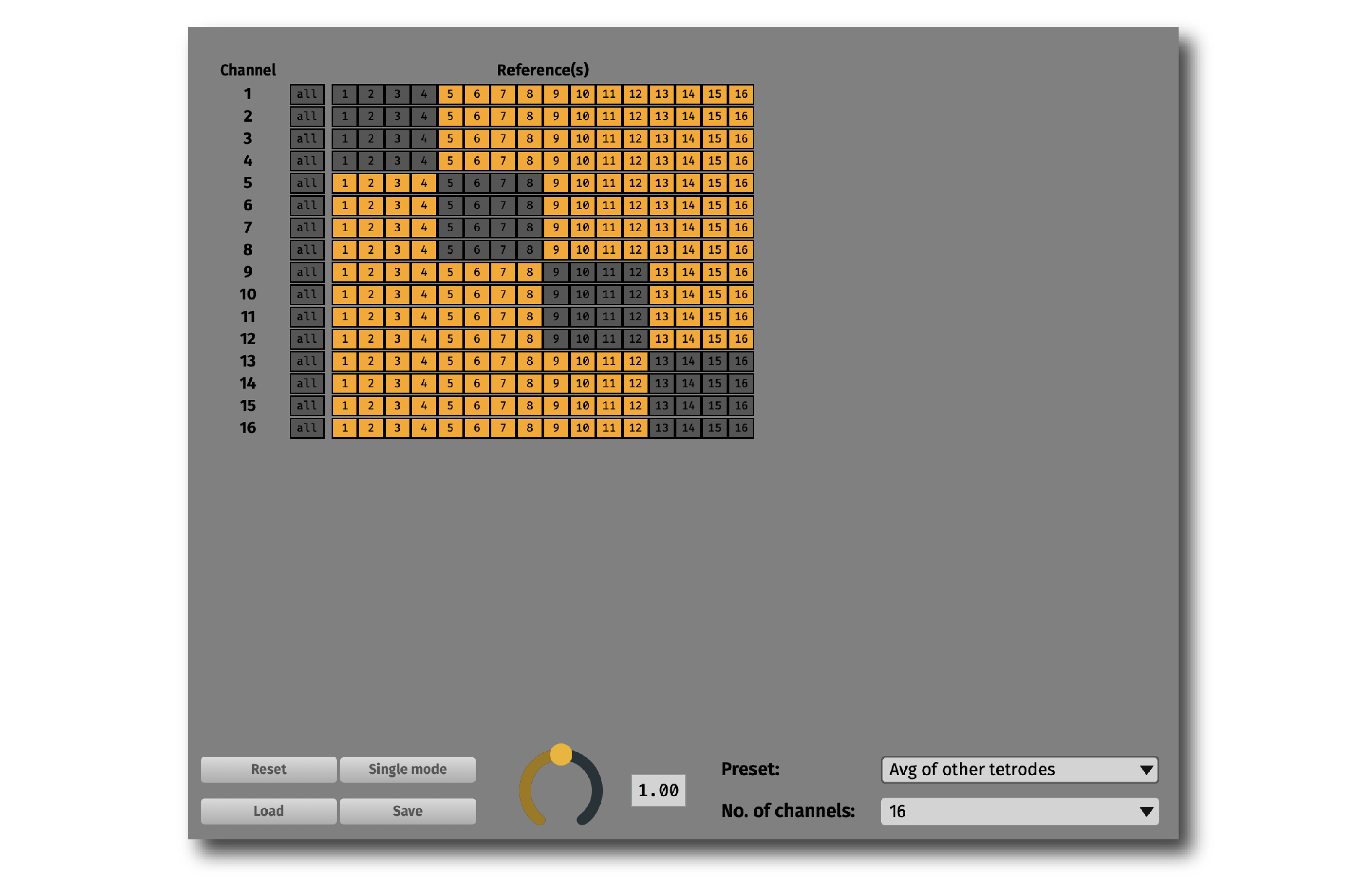 Virtual Reference settings interface