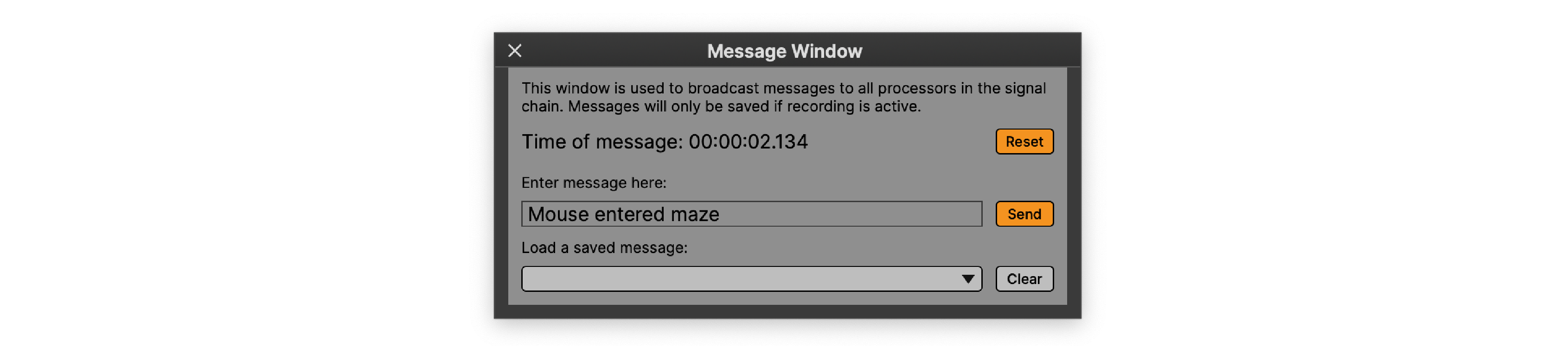 Screenshot of message window