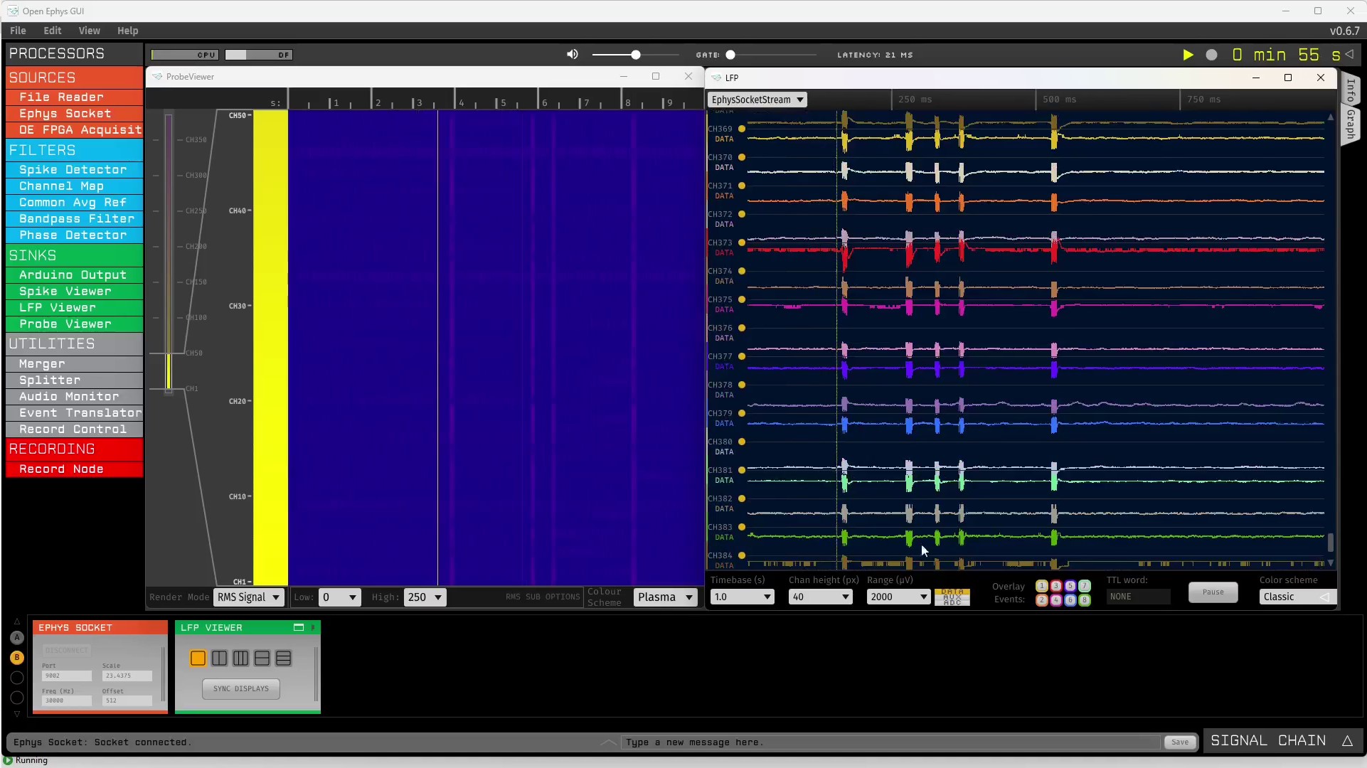 Sockets to visualize Bonsai data in the Open Ephys GUI visualizers